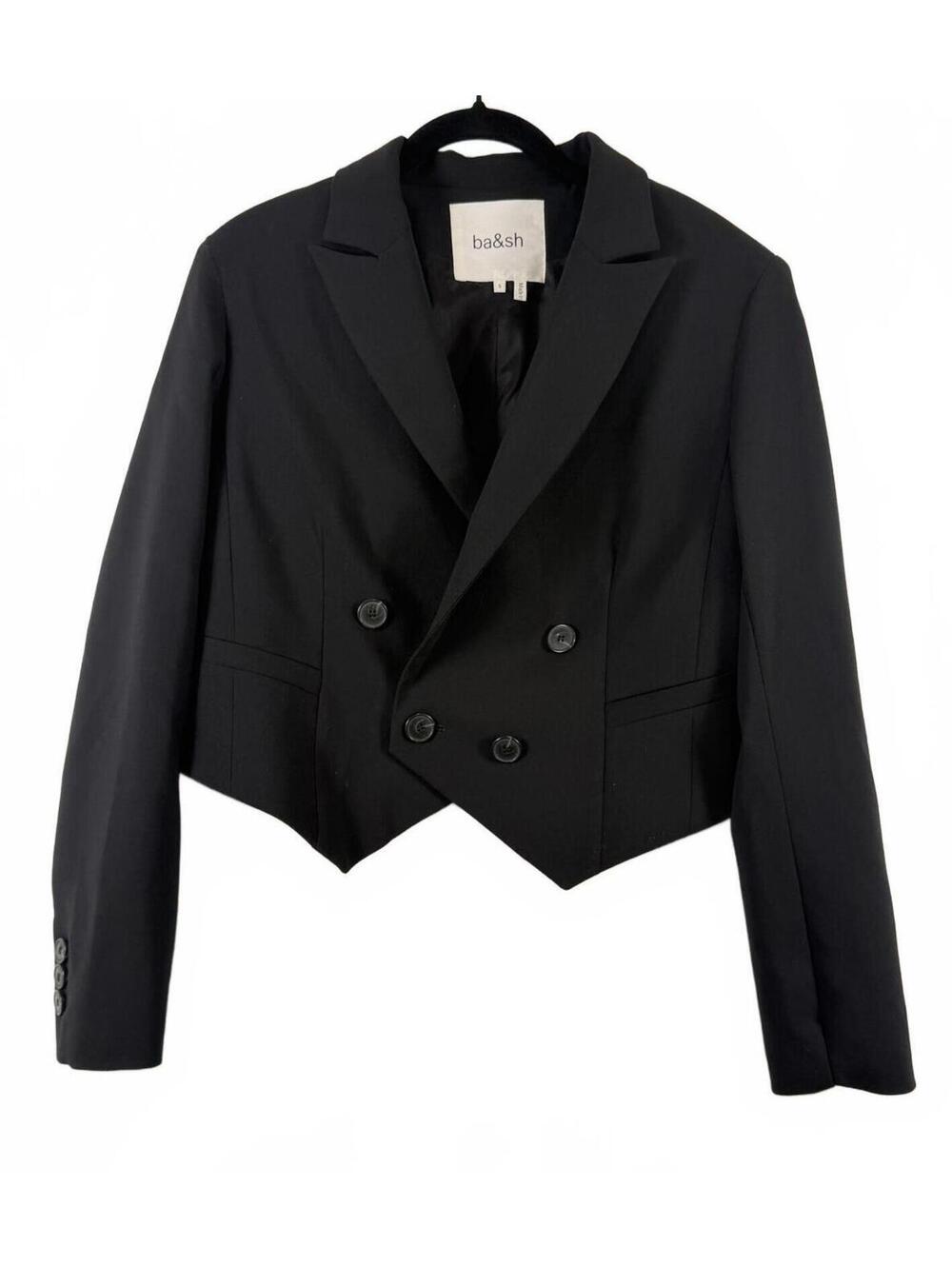 NEW ba&sh Jack Double Breasted Cropped Blazer Black Jacket Size 1 /‎ (4 US)